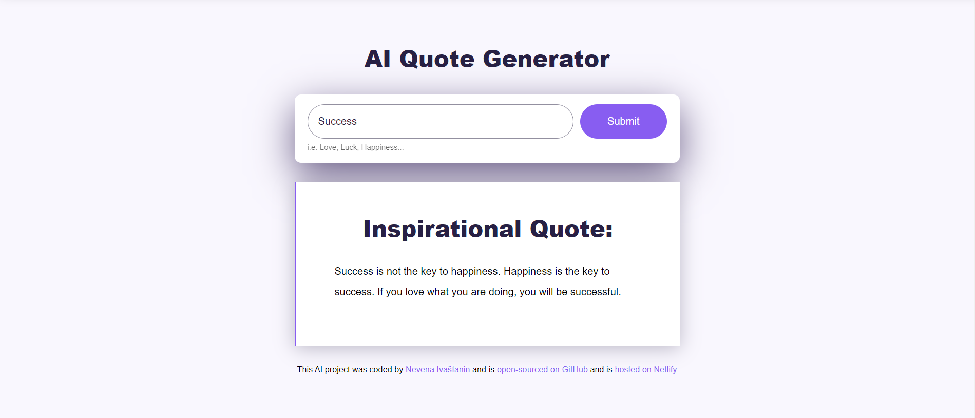 AI Quote Generator Project preview